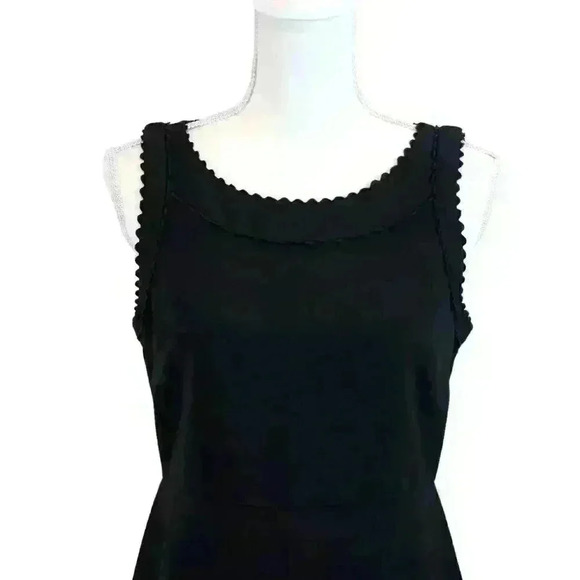 Ann Taylor Black Sleeveless Sheath Knee Length Dress Scalloped Crew Neck Size 4 - Picture 3 of 9